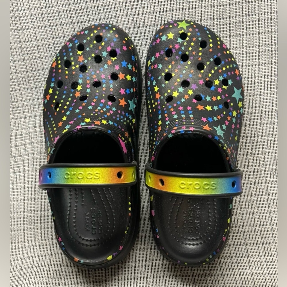 Crocs Classic Disco Dance Party Cutie Clog K Stars Black Sandals 208086-0c4